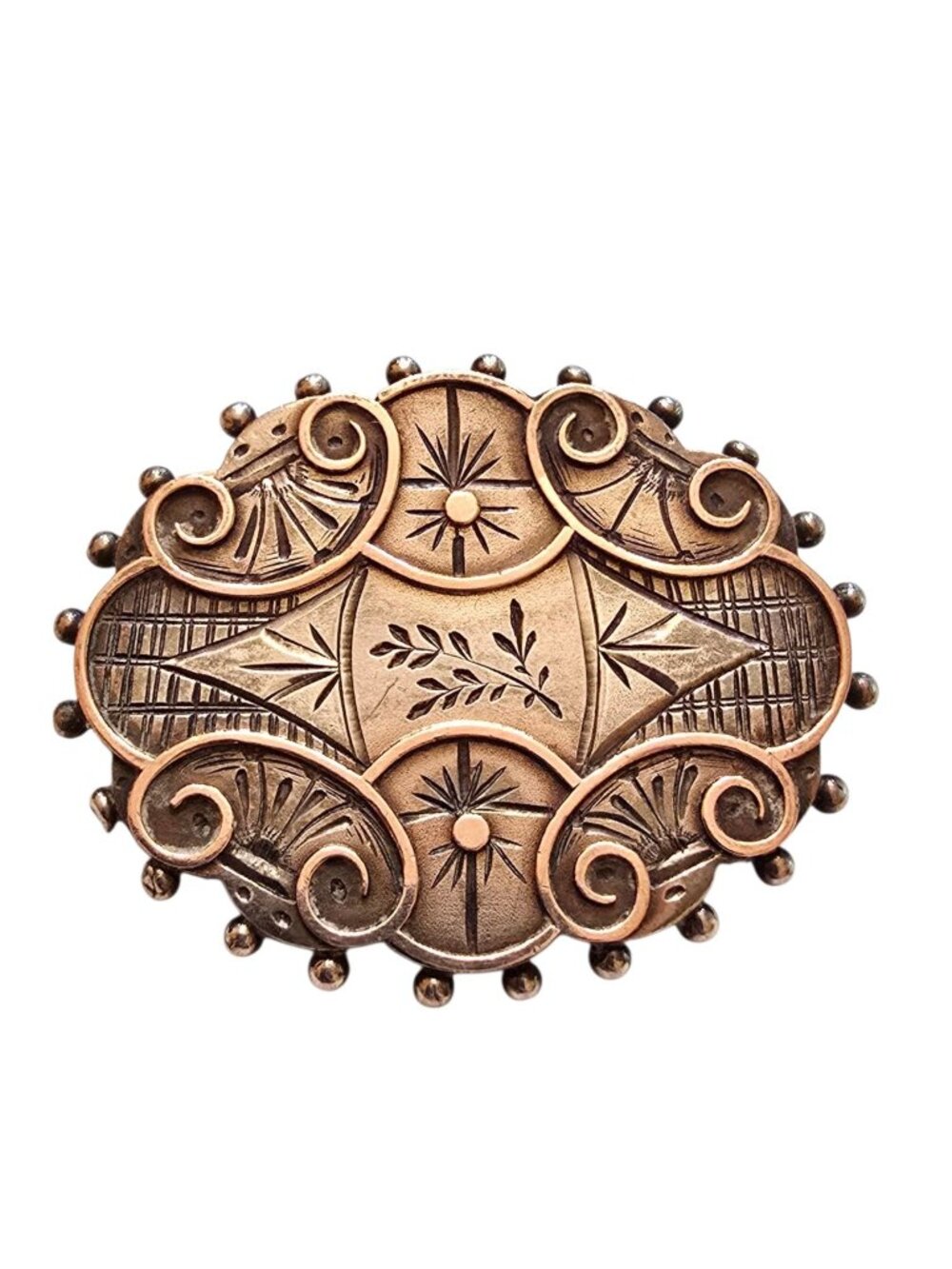 Antique Victorian with Gold Overlay Mourning Brooch (A10131)